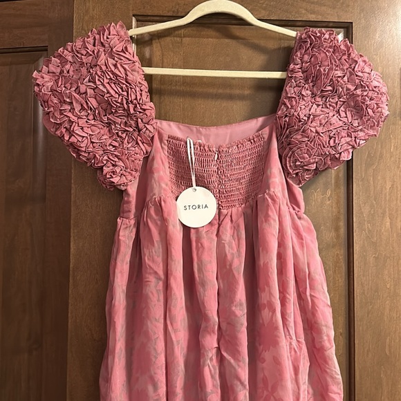 NWT pink midi dress with floral cap sleeves - Picture 5 of 5